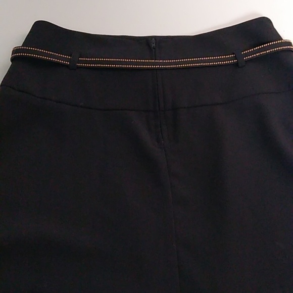 A. BYER WIDE DROP WAIST,  FLARE, GOLD ACCENTED BOW BELT, ZIP BACK MINI SKIRT - Picture 3 of 8